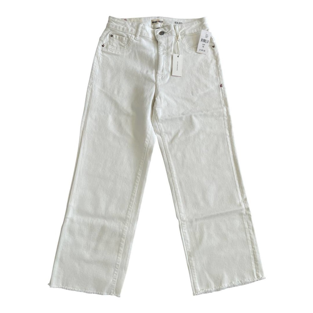 Warp + Weft Regular Wide-Leg High-Rise Jeans White Size US 30